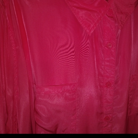 George 3X Red Long Collared Pocketed Top Plus - Picture 3 of 4